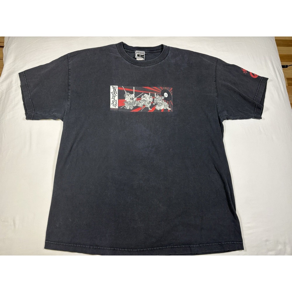 Vintage 90s Caffeine World Tour Shirt XL Rave Techno EDM DJ Samurai Made In USA